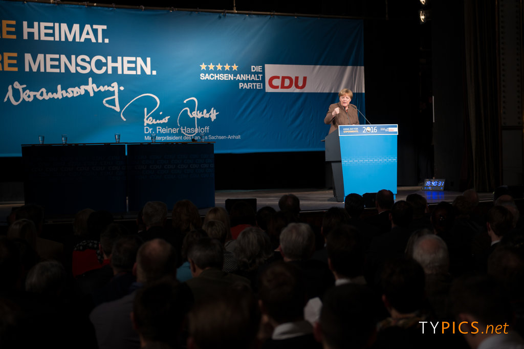 Wahlkampfabschluss mit Angela Merkel zur Landtagswahl 2016 in Halle (Saale)